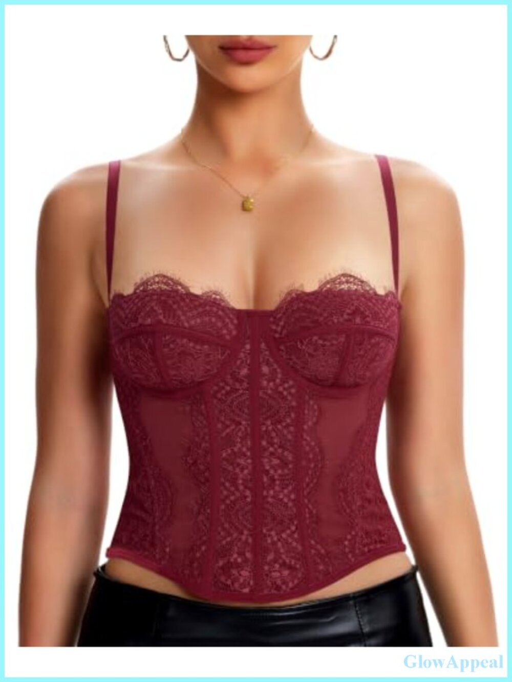 Lace Corset Top Bustier Adjustable Straps Slim Fit Shapewear